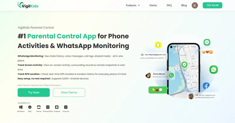 VigilKids interface
