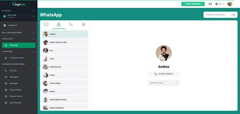 whatsapp number demo