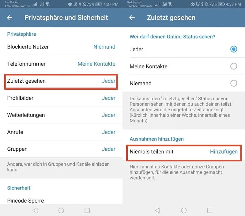 Telegram Niemals teilen mit