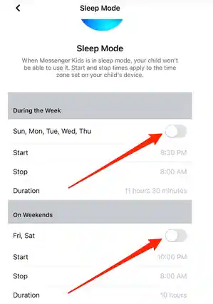 facebook messenger kids sleep mode