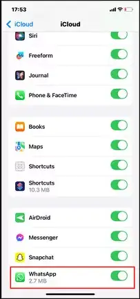 icloud backup whatsapp
