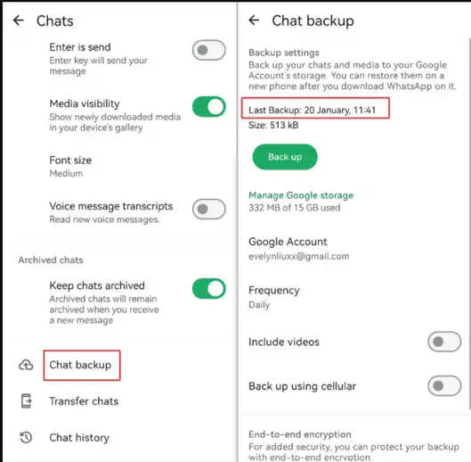 whatsapp chats backup