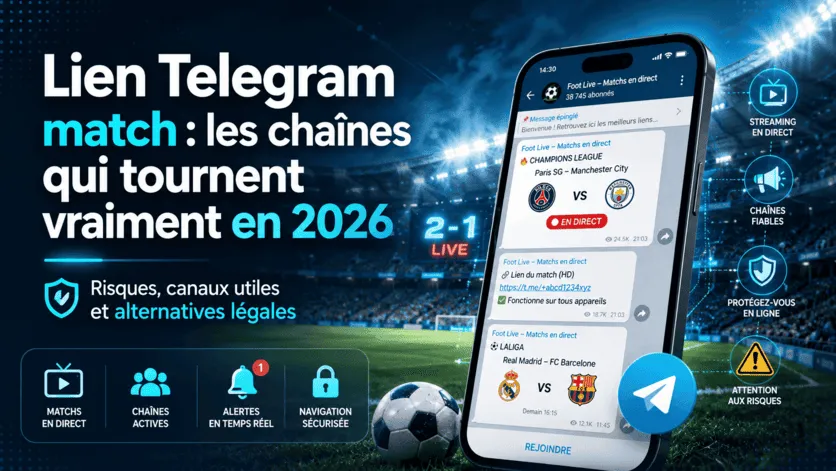 Lien Telegram match en direct: chaînes utiles et alternativesen 2026