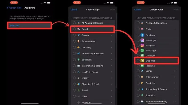 add app limit iphone