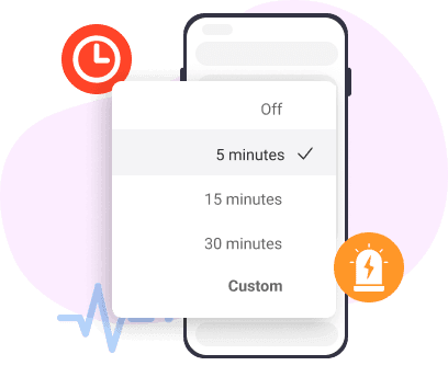 A mobile phone displays the notification frequency and duration selection