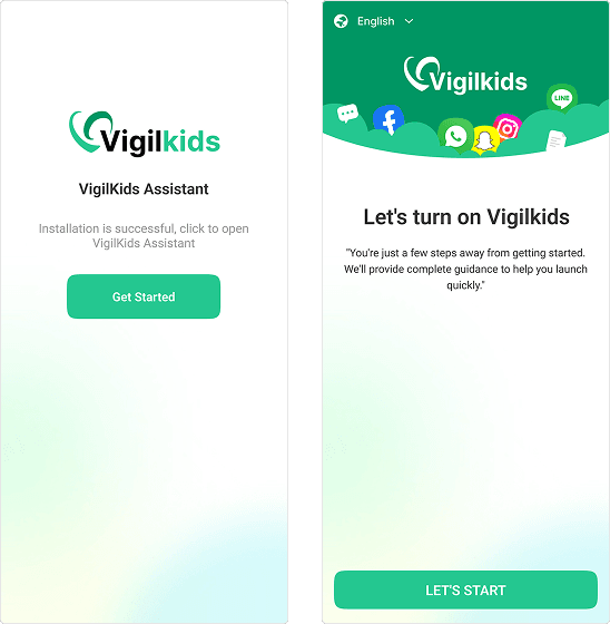 VigilKids setup process for Snapchat monitoring