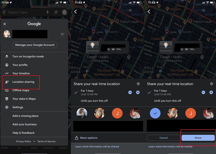 google maps live location