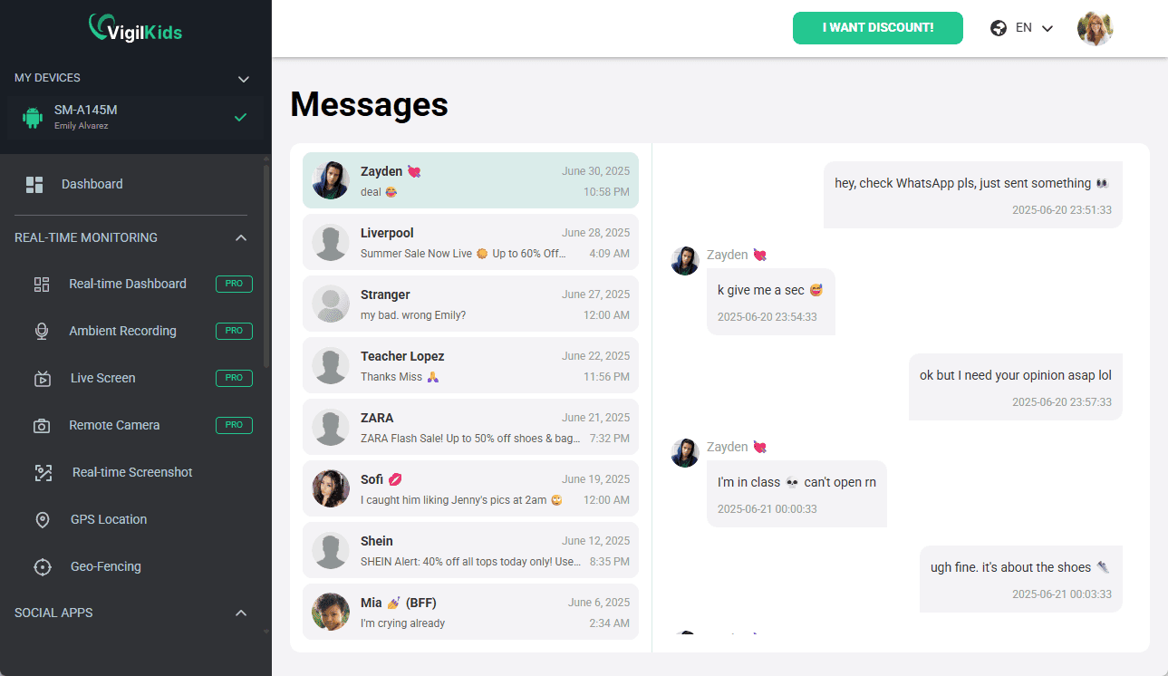 monitor text messages