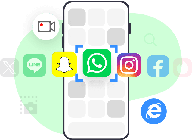 Several Vigilkids Track-supported apps are displayed on the phone